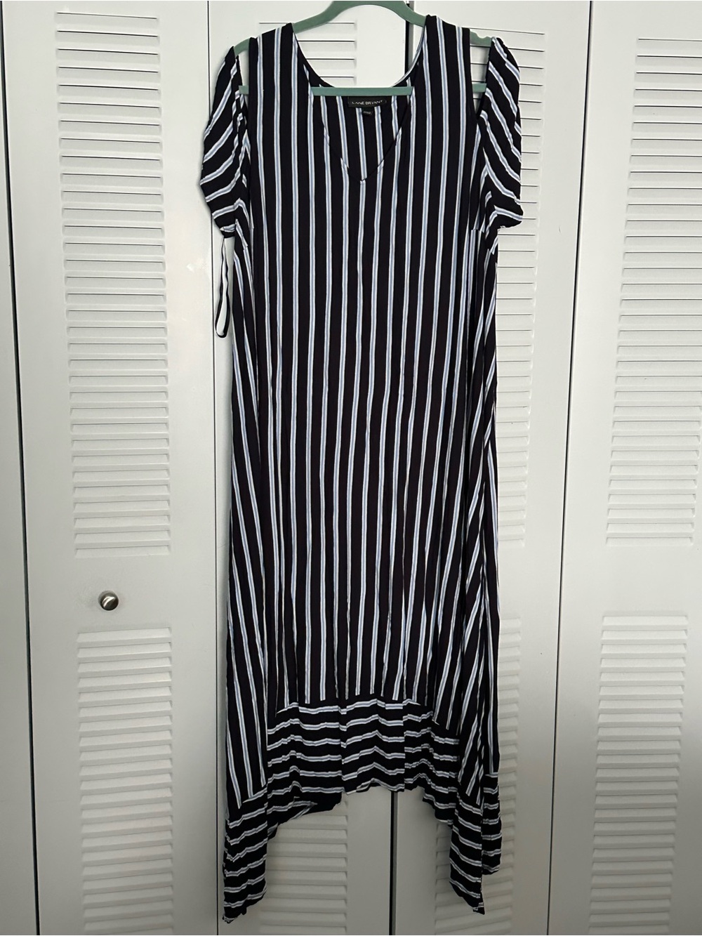 Lane Bryant Blue & White Vertical Stripe High-Low Dress